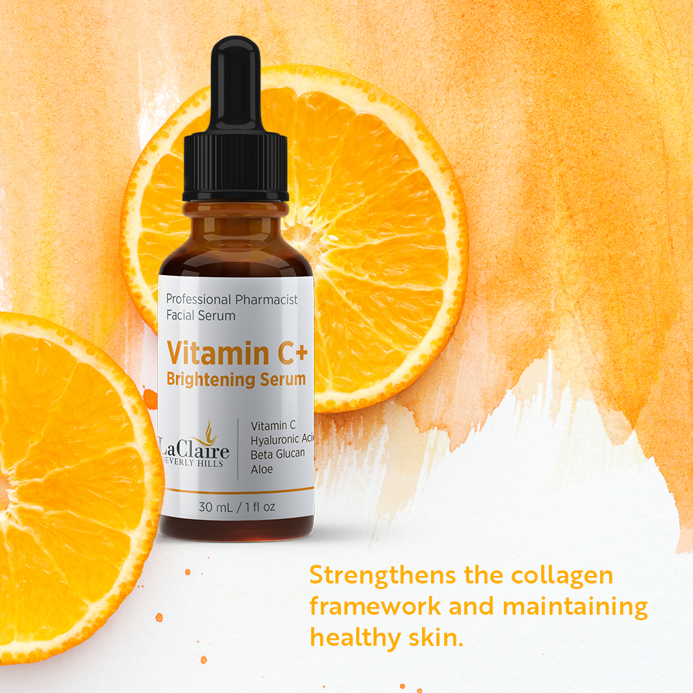 Laclaire Strong Vitamin C+ Serum for Face – Brightening & Hydrating Serum with Hyaluronic Acid, Vitamin C, Made in the USA.
