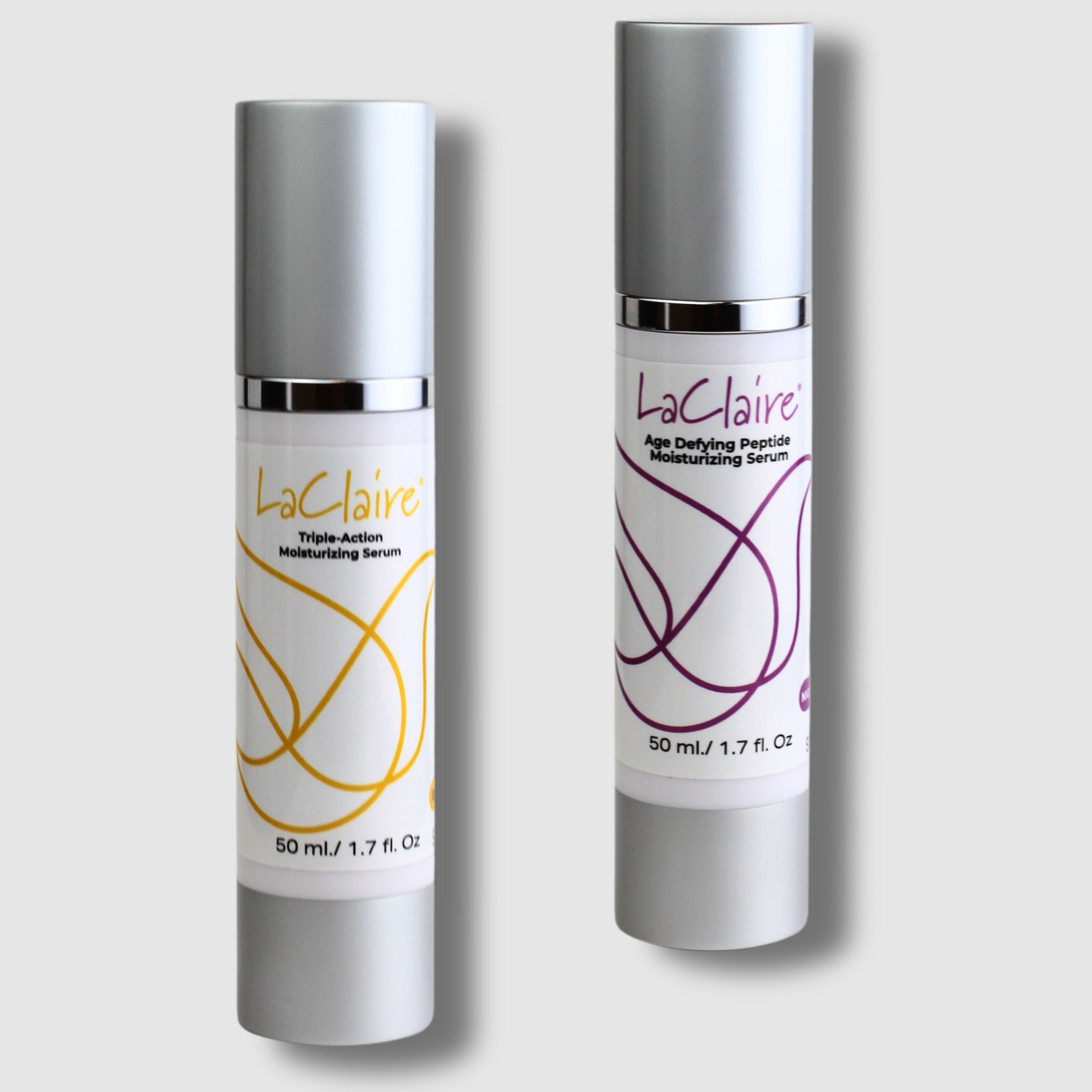 Vibrant Renewal Pair – Triple-Action Daily Moisturizing Serum + Age-Defying Peptide Moisturizing Serum, 50ml Each. Hydrating & Anti-Aging Skincare Duo.