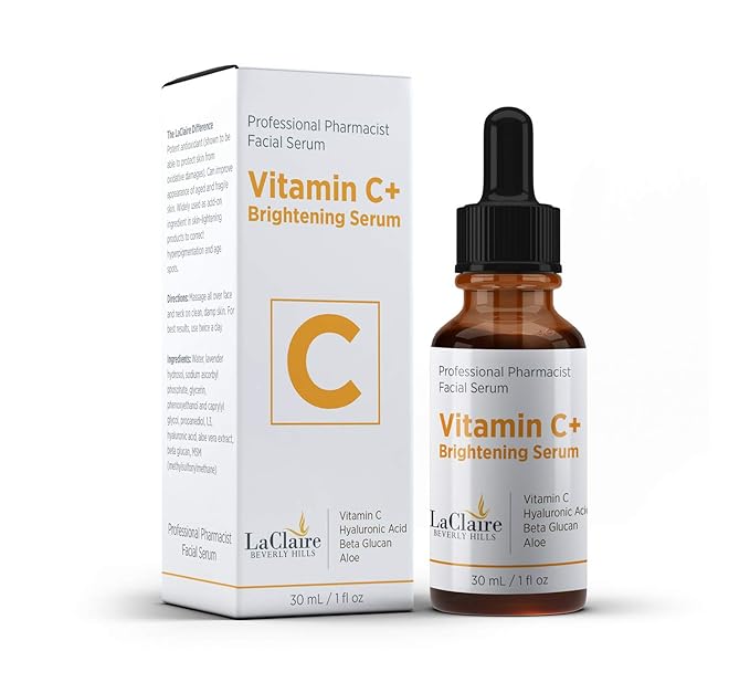 Vitamin C+ Face Serum with Hyaluronic Acid – Brightening Serum for Healthy, Glowing Skin, Made in the USA.